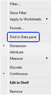 "Find in Data pane"