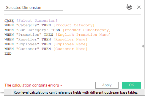 Multi-Fact Dimension Switching